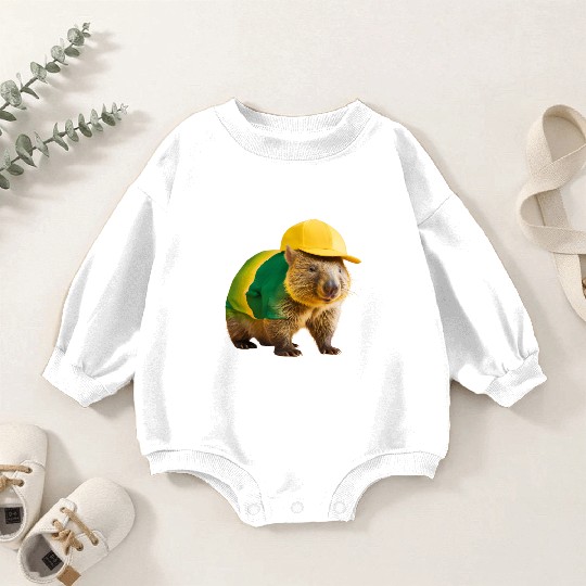 Green and Gold Wombat 2 Baby Romper Sweatshirts
