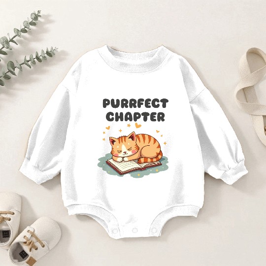 Purrfect Chapter - Cat and Book Lover Design Baby Romper Sweatshirts