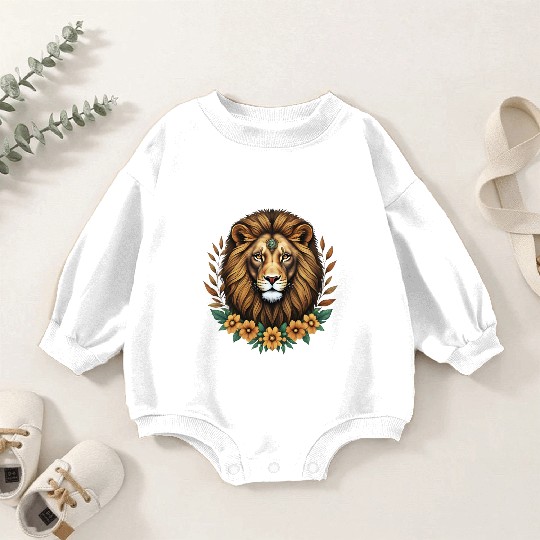 Royal Floral Lion Design Baby Romper Sweatshirts