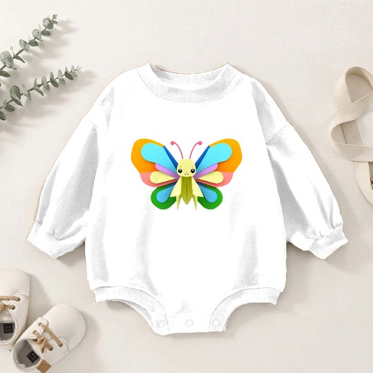Colorful Paper Butterfly Artwork Baby Romper Sweatshirts