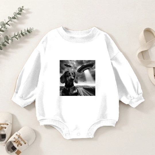 Dachshund Dog Mom Dad Funny Graphic Selfie UFOs We Baby Romper Sweatshirts