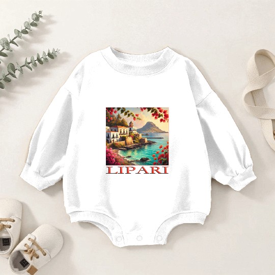 Lipari Volcano Mediterranean Terracotta Vacation Baby Romper Sweatshirts