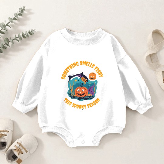 Something smells fishy this spooky season Baby Romper Sweatshirts