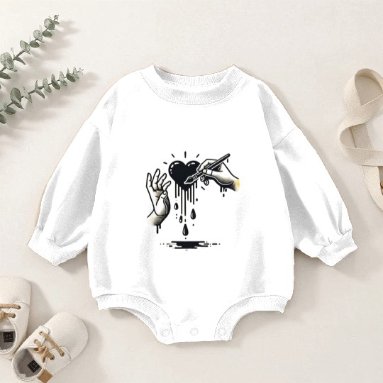 My Love painting by using my hands Baby Romper Sweatshirts