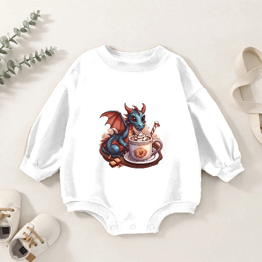Cozy Dragon and Hot Chocolate Delight Baby Romper Sweatshirts