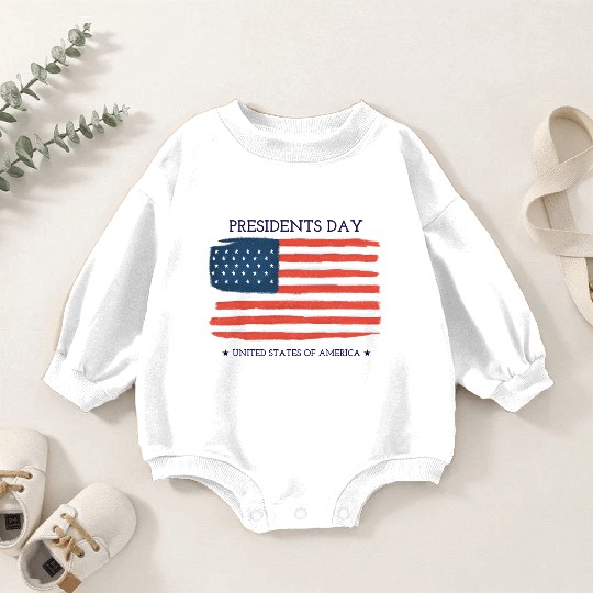 US flag.Presidents Day Baby Romper Sweatshirts