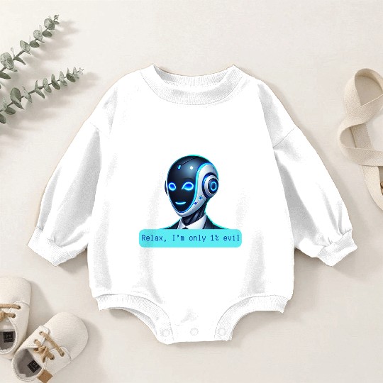 Relax I'm Only 1% Evil Funny AI Robot Design Baby Romper Sweatshirts