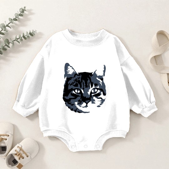 Cat Lover Realistic Pet Face Cute Cool Kitten Head Baby Romper Sweatshirts