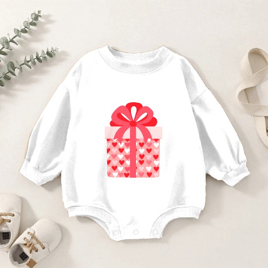 Hearts Gift Box Pattern Design Baby Romper Sweatshirts