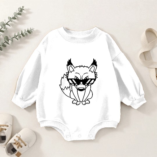 Fox Sunglasses Cool Looks Up Evil Eyes Bad Fun Boy Baby Romper Sweatshirts