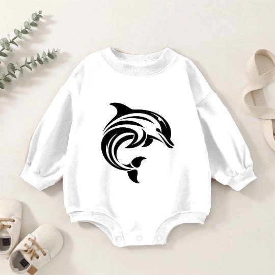 Dolphin T Tattoo In Sweeping Shape Baby Romper Sweatshirts