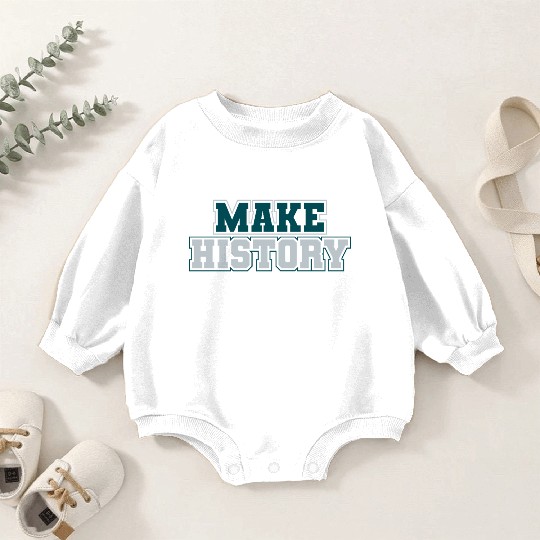 Make History Green and Silver Baby Romper Sweatshirts