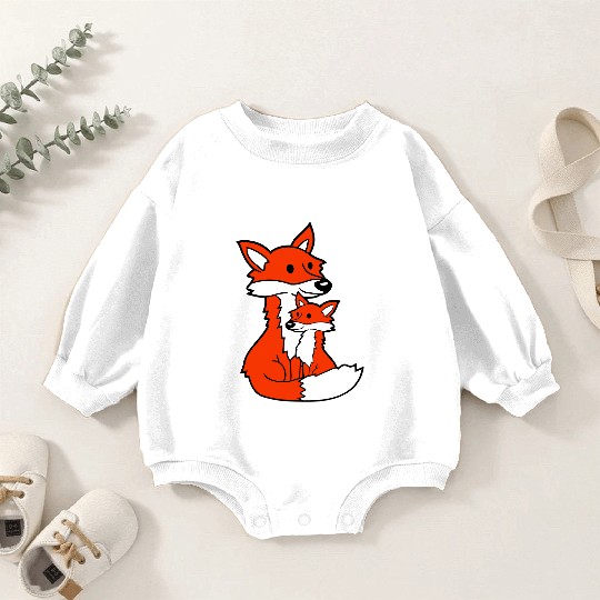 2 Foxes Mother Red Fox Small Child Father Mother Baby Romper Sweatshirts
