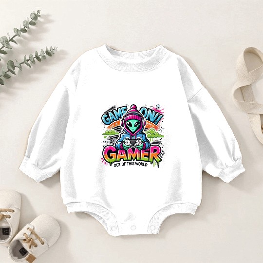 Alien Gamer" - Sci-Fi Gaming Design Baby Romper Sweatshirts