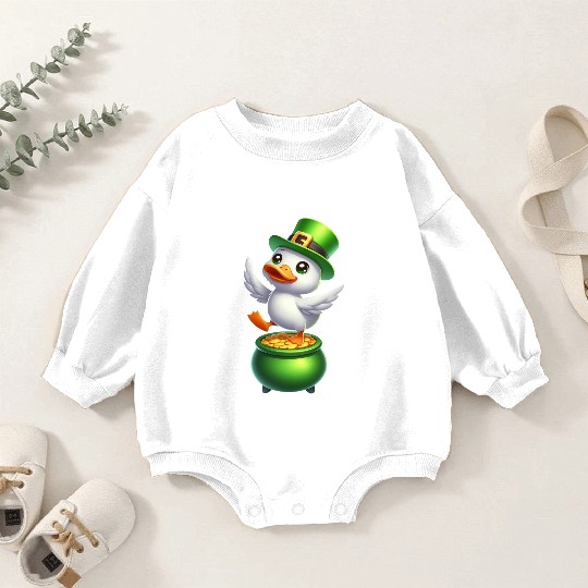 Cute St. Patrick's Day Duck Top Hat Clover Baby Romper Sweatshirts