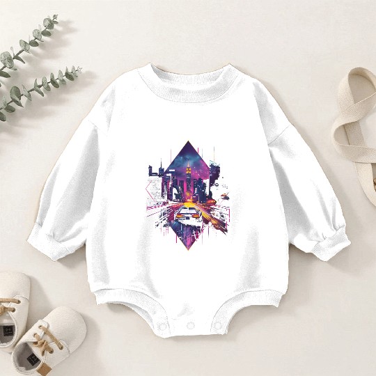 Retro Car Vaporwave City Synthwave 80s 90s Baby Romper Sweatshirts