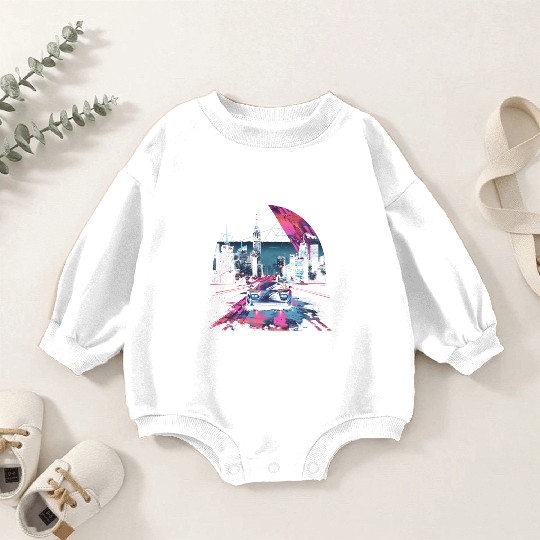 80s 90s Vaporwave Retro Car City Synthwave Baby Romper Sweatshirts