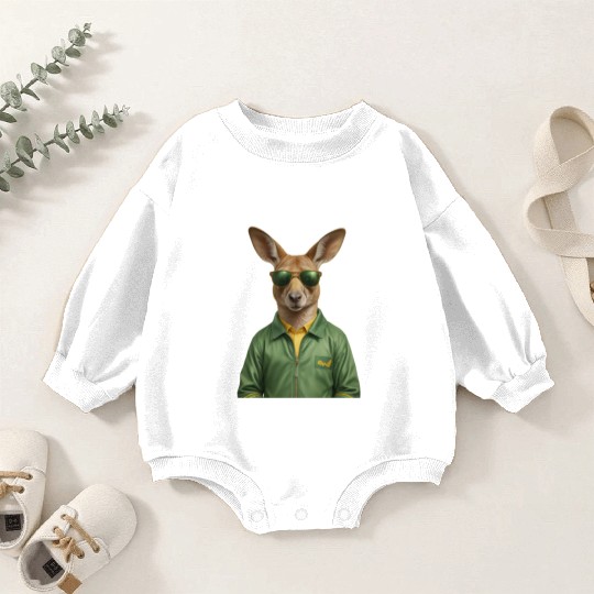 Green and Gold Kangaroo 3 Baby Romper Sweatshirts