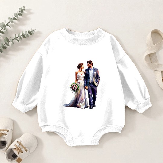 Elegant Bride and Groom Wedding Design Baby Romper Sweatshirts