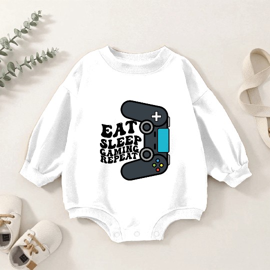 Eat sleep gaming repeat! Baby Romper Sweatshirts