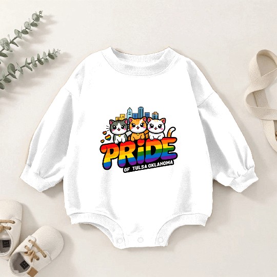 Pride of Tulsa City Oklahoma USA Rainbow Flag Baby Romper Sweatshirts