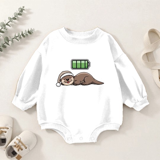 Sea Otter Sleeping Recharging Night Bedtime Baby Romper Sweatshirts