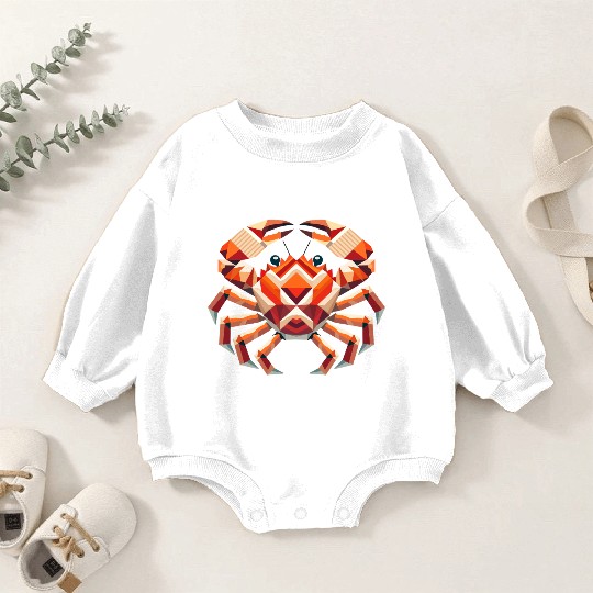 Geometric Crab - Colorful Marine Artwork Baby Romper Sweatshirts