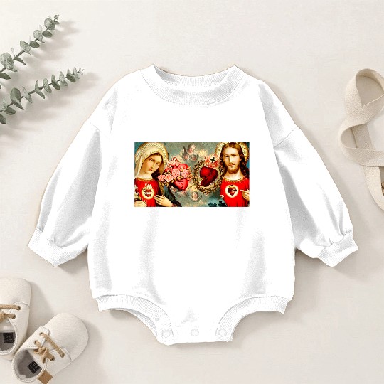 Sacred Heart and Immaculate Heart Jesus and Mary Baby Romper Sweatshirts