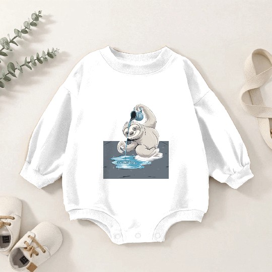 Aquarius Zodiac Sloth Pouring Water with Charm Baby Romper Sweatshirts