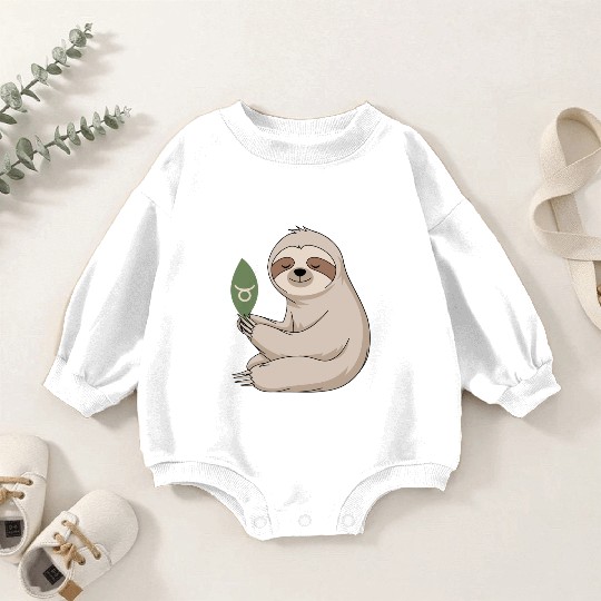 Taurus Zodiac Sloth Embracing Serenity Baby Romper Sweatshirts