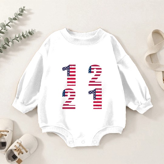 12 21 American Flag Numbers Baby Romper Sweatshirts
