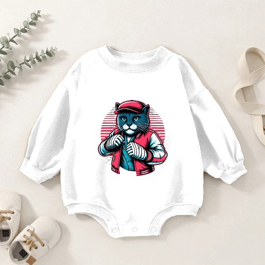 Vintage Street Fighter Cat #Vintage #Streetwear Baby Romper Sweatshirts