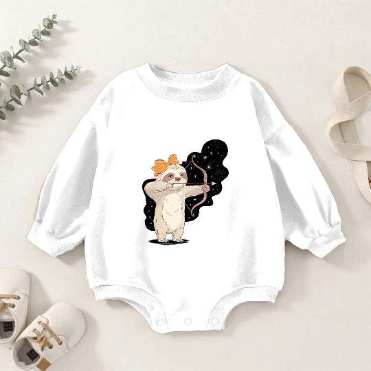 Sagittarius Zodiac Sloth Bow and Stars Baby Romper Sweatshirts