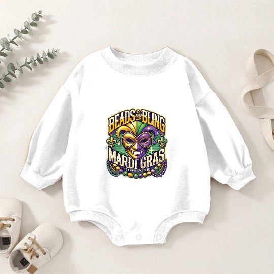 Beads And Bling Mardi Gras Mask Extravaganza Baby Romper Sweatshirts