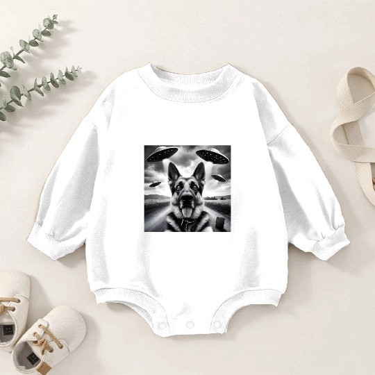 German shepherd Gsp Funny Graphic Selfie UFOs Weir Baby Romper Sweatshirts