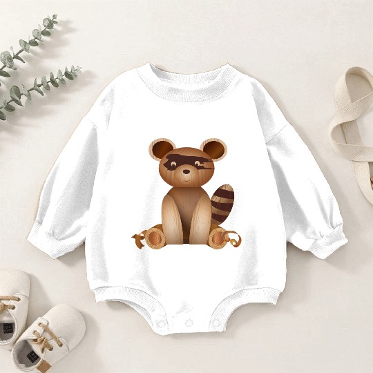 Illustration in wood look - raccoon figure Baby Romper Sweatshirts