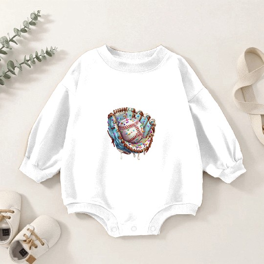 Baseball Drip Ice Cream Sprinkles Baseball Glove Baby Romper Sweatshirts