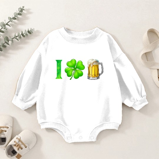 I Shamrock Beer Funny St Patrick's Day I Love Beer Baby Romper Sweatshirts