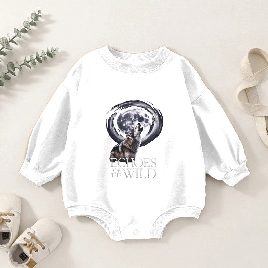 Echoes Of The Wild Howling Wolf Moon Art Baby Romper Sweatshirts