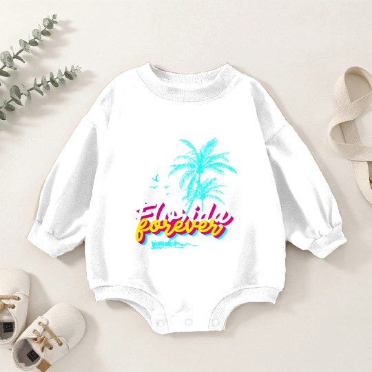 Florida Forever – Neon Palm Paradise Baby Romper Sweatshirts