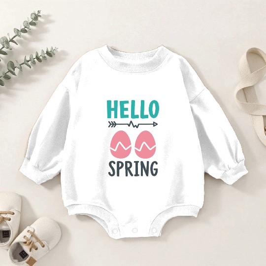 Hello Spring - Spring Design with Easter Eggs Baby Romper Sweatshirts