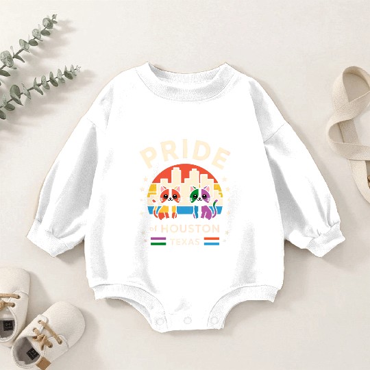 Pride of Houston City Texas USA Rainbow Flag Baby Romper Sweatshirts