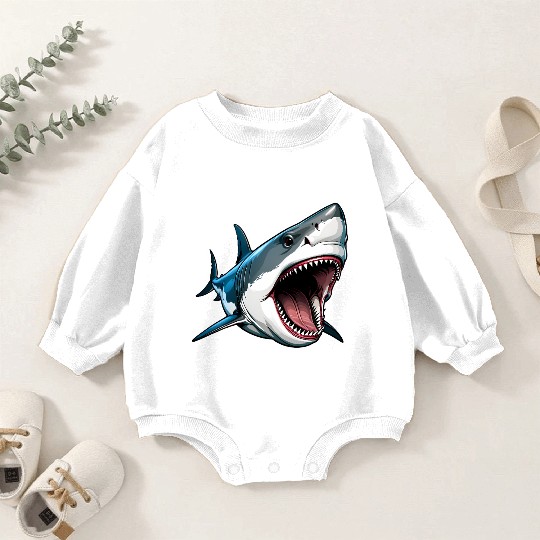 Big White Shark Attack Baby Romper Sweatshirts