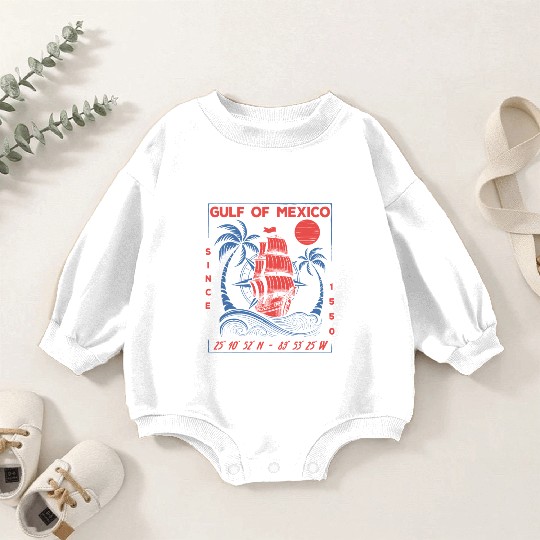 Mexico Vintage Pirate Ship Nautical Design Baby Romper Sweatshirts