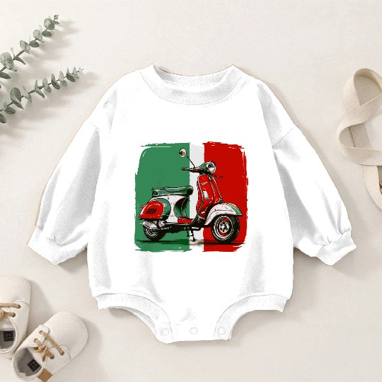 Tricolore - Italian Flag Baby Romper Sweatshirts Italian Scooter