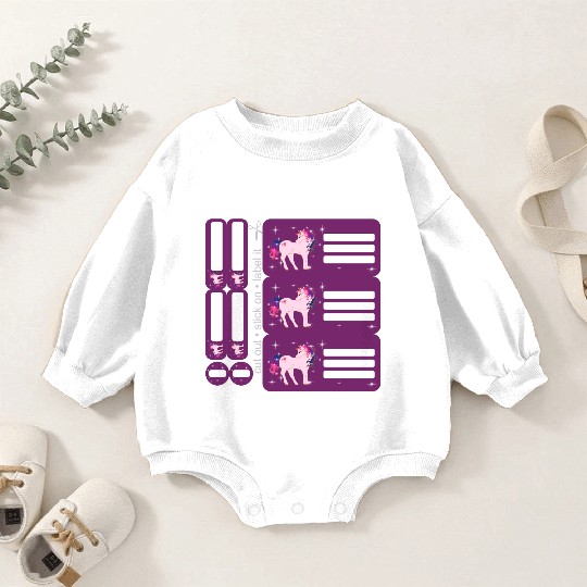 DIY Sticker Set - Fantasy Unicorn Purple - 9 Baby Romper Sweatshirts