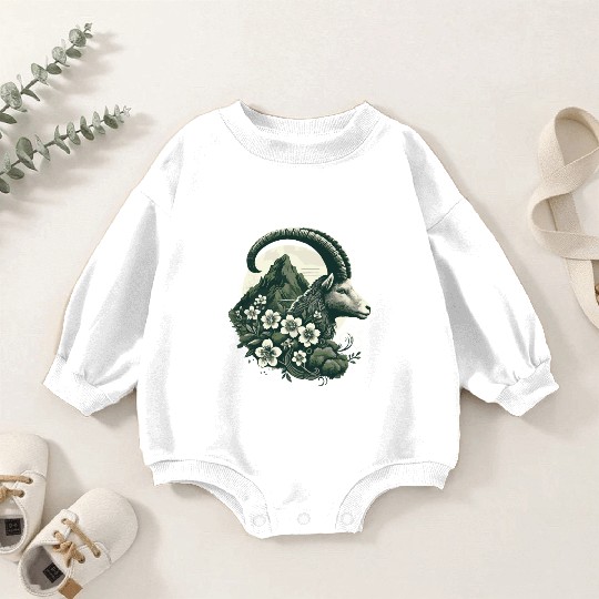 Capricorn Zodiac Sign - Mountain Goat Astrology Baby Romper Sweatshirts