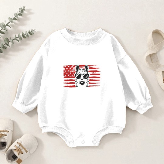 Llama US Flag Llama Alpaca Baby Romper Sweatshirts