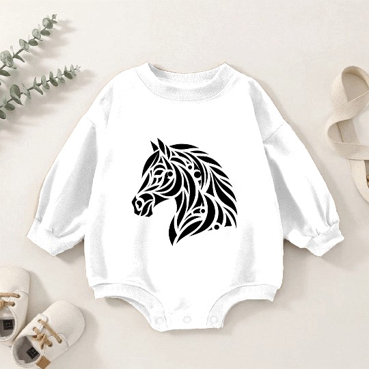 Tribal Horse Head Portrait Pony Tattoo Baby Romper Sweatshirts