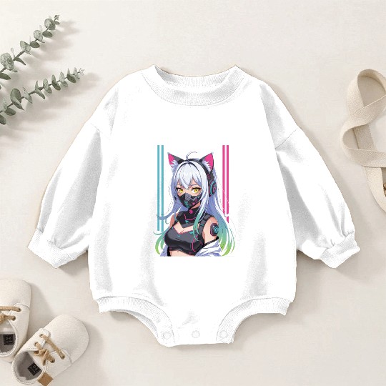 Futuristic Cyberpunk Girl Baby Romper Sweatshirts